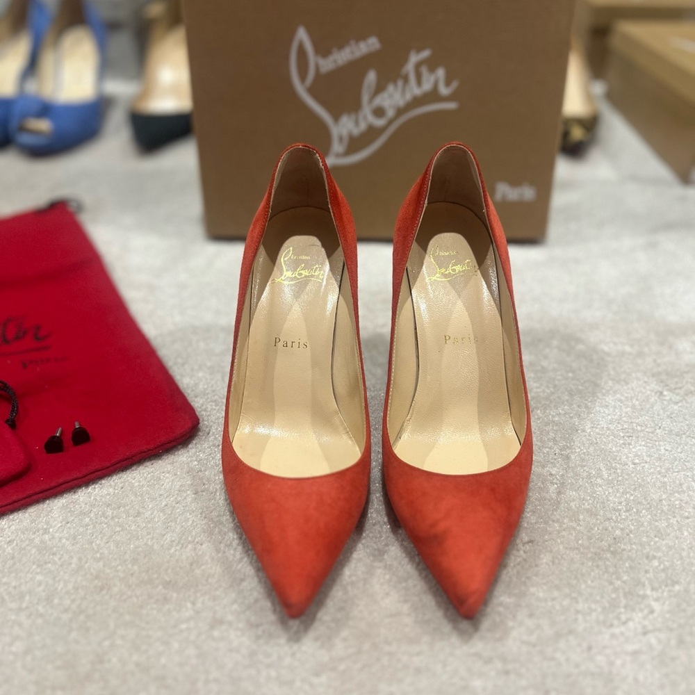 Christian Louboutin Kate Red Suede Heels 85mm